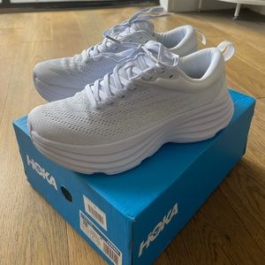 Brand new/never been worn white Hoka Bondi 8 sneakers